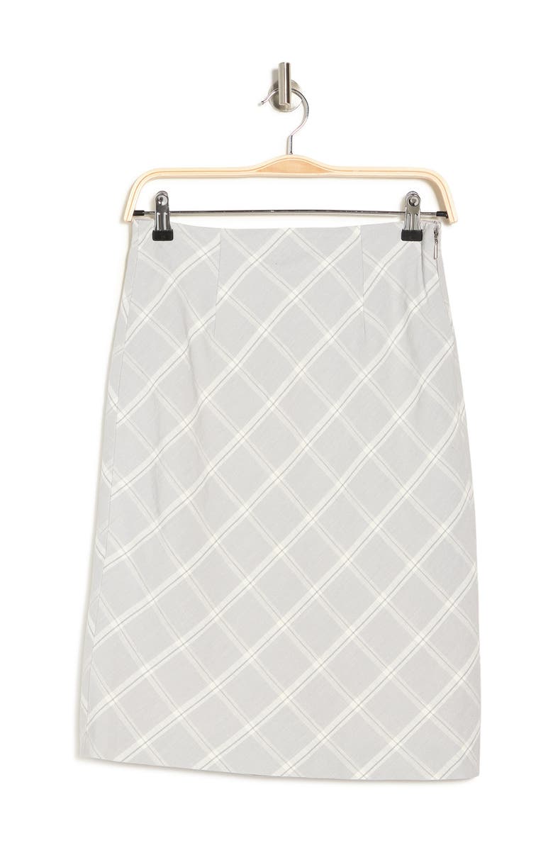 Plaid Linen Blend Pencil Skirt