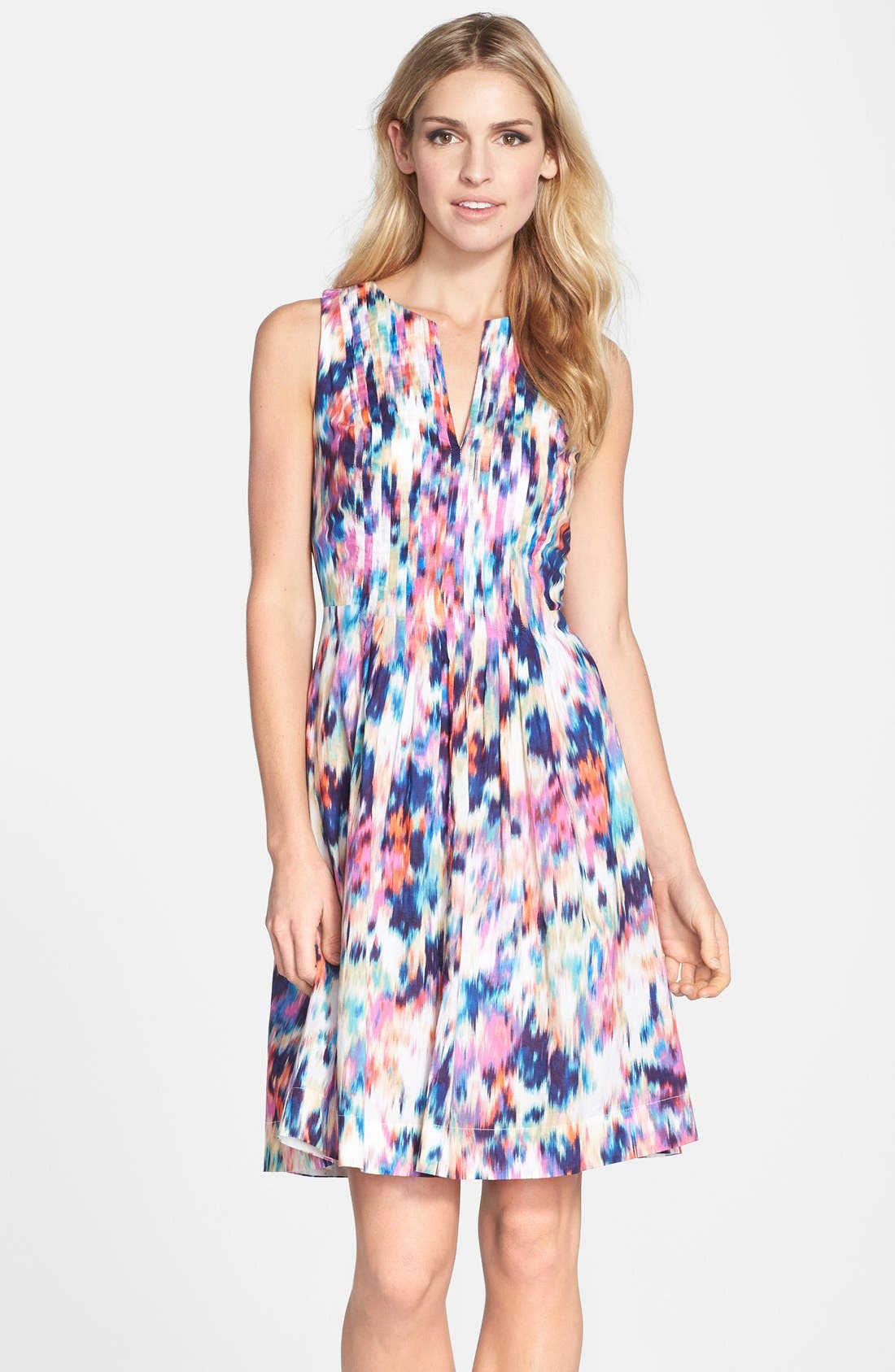 NYDJ 'Lana' Ikat Print Cotton Fit & Flare Dress Nordstrom