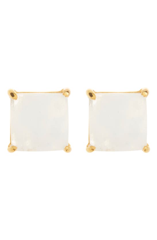 Argento Vivo Sterling Silver Cushion Cut Stud Earrings In Gold/ White