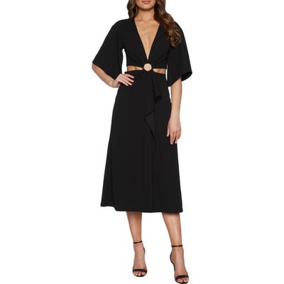 Bardot Teri Ring Midriff Cocktail Dress, Black