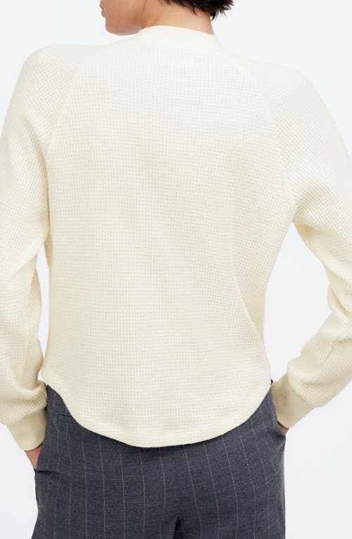 Shop Madewell Long Sleeve Waffle Knit Crewneck T-shirt In Heather Winter White