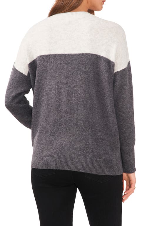 Vince Camuto Extended Shoulder Colorblock Sweater In Med Hthrgrey