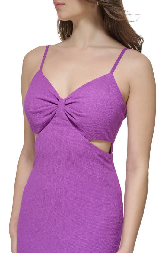 Shop Guess Sweetheart Side Cutout Midi Dress In Purple