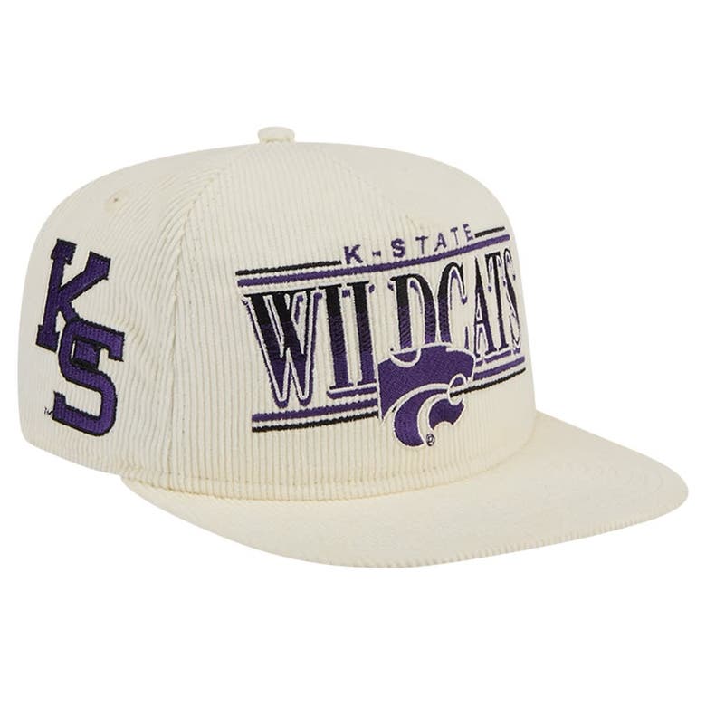 New Era White Kansas State Wildcats Throwback Golfer Corduroy Snapback Hat In Neutral