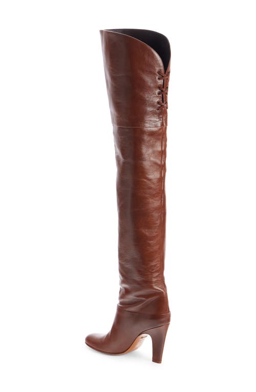 Chloé Eve Over The Knee Leather Boots In Sooty Brown