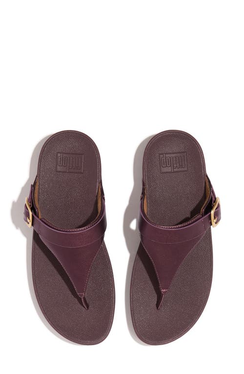 Shop Fitflop Lulu Platform Wedge Flip Flop In Metallic Mauve Wine