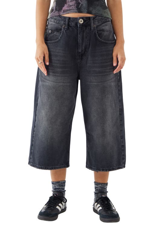Jaya Low Rise Crop Wide Leg Jeans in Washed Black