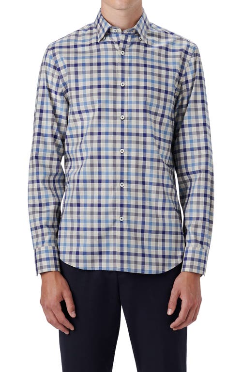 Bugatchi Classic Fit Check Button-Up Shirt in Stone at Nordstrom, Size Medium