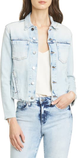 L'AGENCE Janelle Raw Cut Slim Denim Jacket | Nordstrom