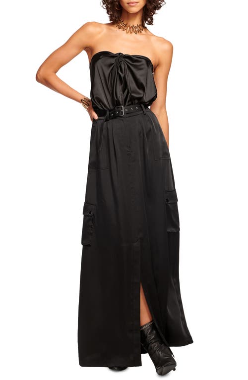 Shop Ramy Brook Decker Satin Maxi Cargo Skirt In Black