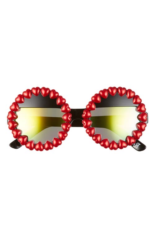 Rad + Refined Heart Round Sunglasses in Red/Green Mirrored