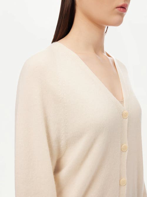 Gobi Mongolian Cashmere 3d Organic Color Cashmere Button-up Cardigan In Off White