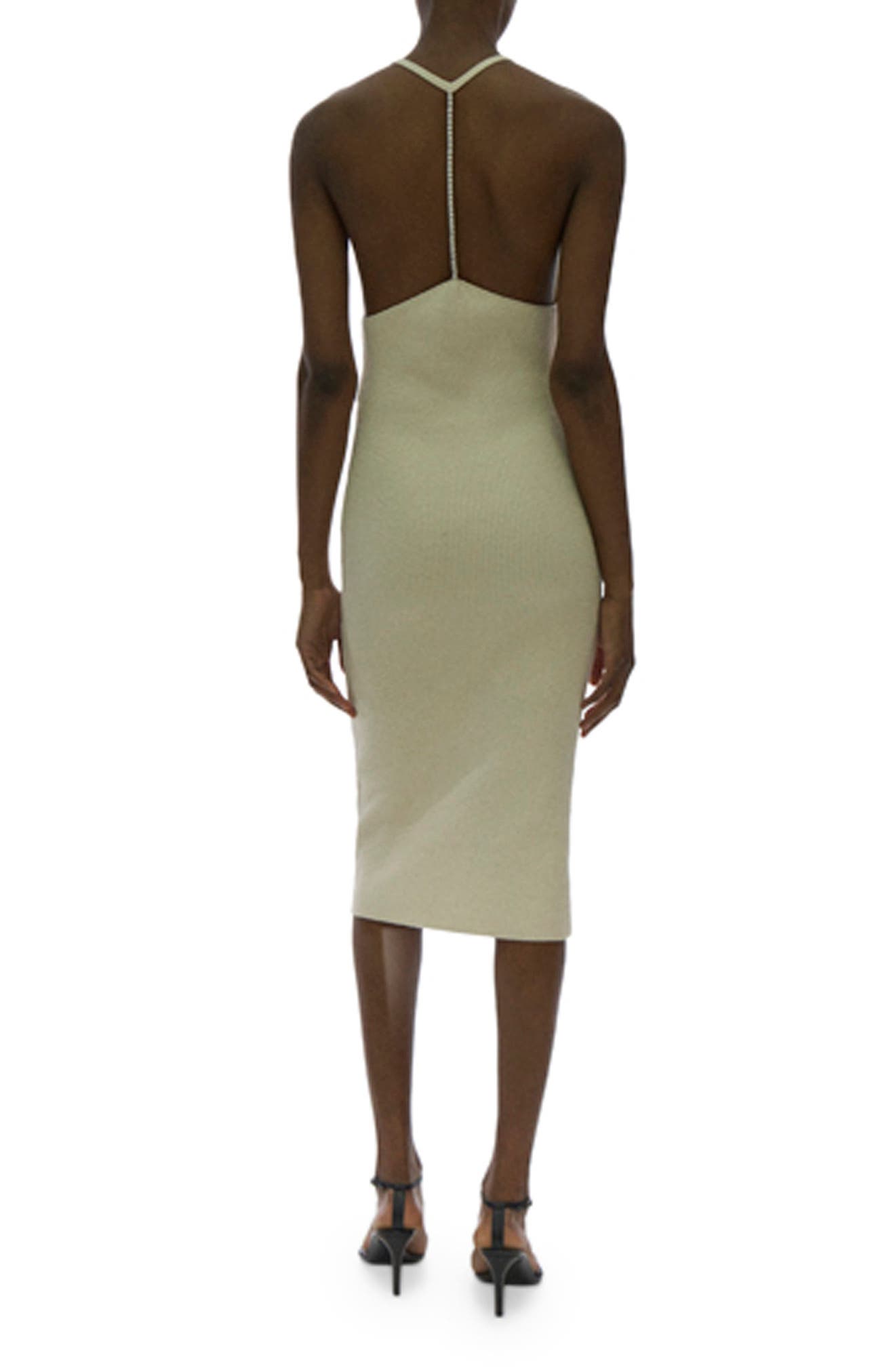 Helmut Lang Women's Beaded Rib-Knit Midi-Dress - Ivory - Size Medium