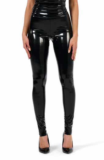 SPANX Faux Patent Leather Leggings Classic Black Size Medium NWT #20301R