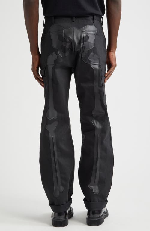 Takahiromiyashita The Soloist Takahiromiyashita Thesoloist. Bone Appliqué Carpenter Jeans In Black X Black Bone