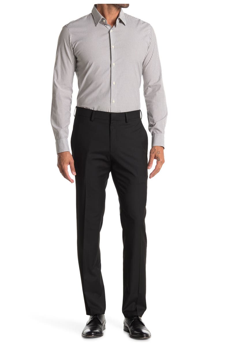 KENNETH COLE REACTION Texture Weave Slim Fit Dress Pant, Main, color, BLACK