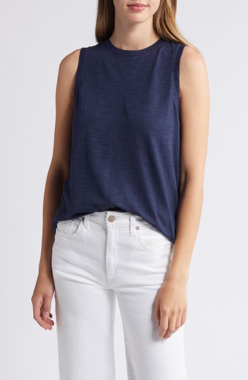 Shop Caslonr Caslon(r) Sleeveless Cotton Blend Crewneck T-shirt In Navy Blazer