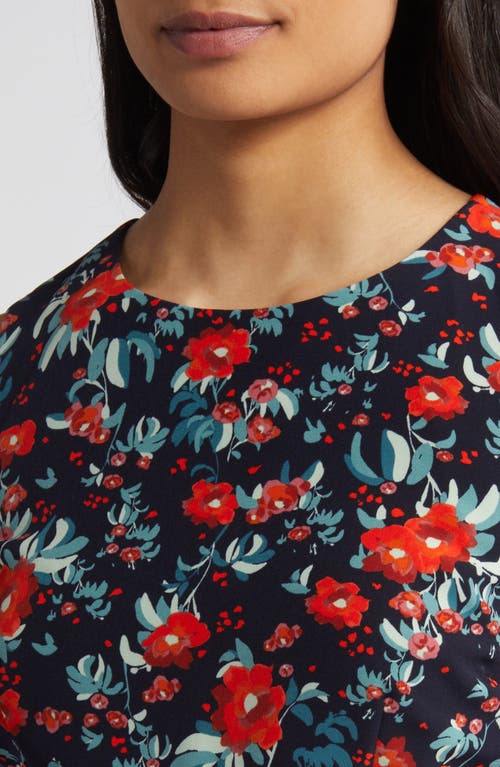 Shop Chelsea28 Bubble Hem Sleeveless Dress In Navy- Red Gestural Floral