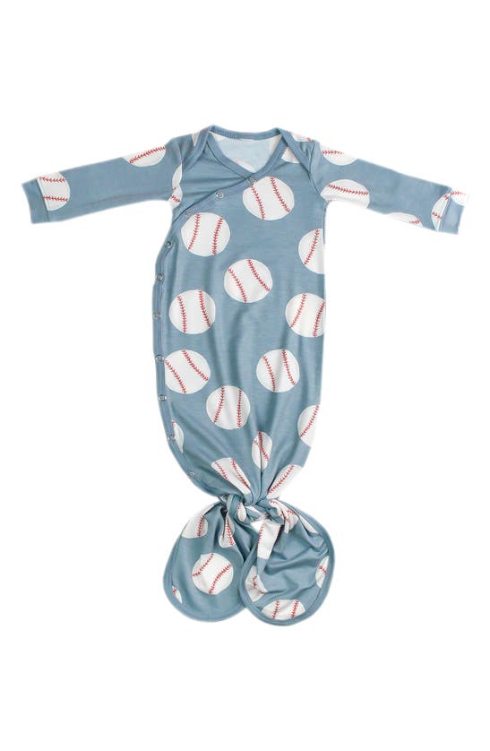Shop Copper Pearl Newborn Knotted Gown In Blue