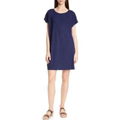 Eileen Fisher Hemp & Organic Cotton Knit Shift Dress, Blue