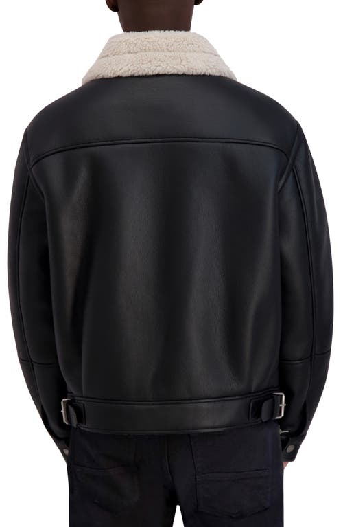 Karl Lagerfeld Paris Faux Shearling Bomber Jacket In Black