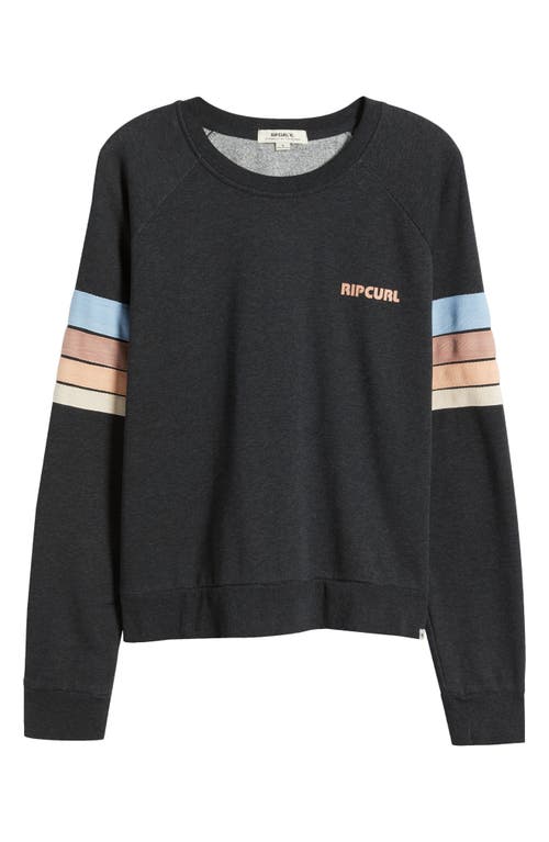 Rip Curl High Tide Stripe Raglan Sleeve Sweatshirt In Black Marle