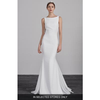 Pronovias Eol Beaded String Back Mermaid Gown, Size IN STORE ONLY - Ivory