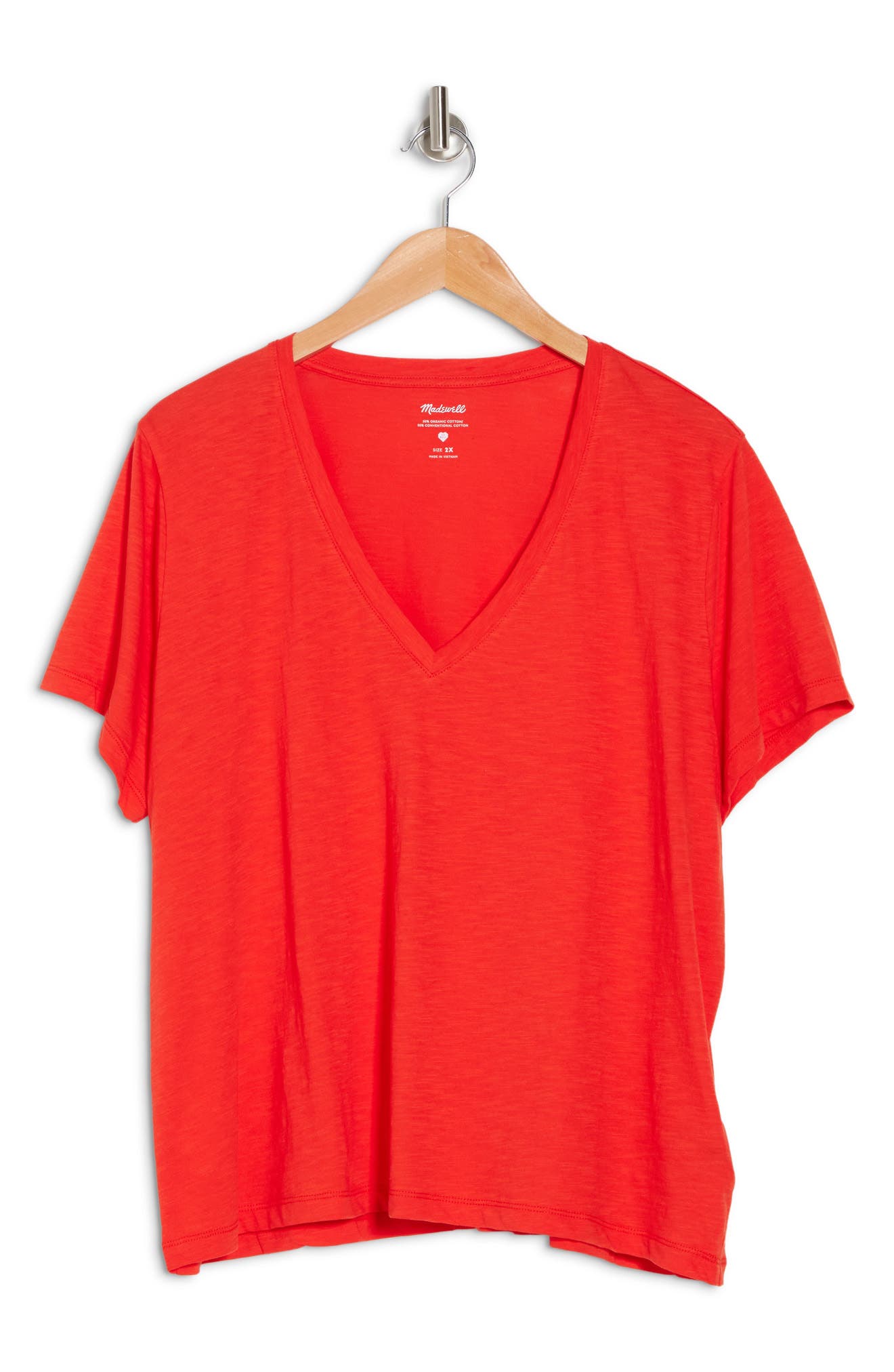 Madewell V-neck Short Sleeve T-shirt In Bright Poppy