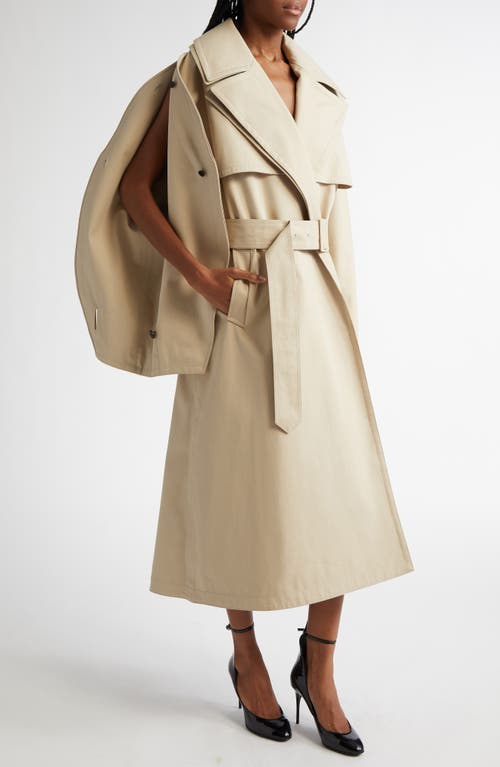 Shop Alaïa Split Sleeve Belted Trench Coat In Beige