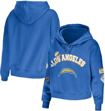 Women's Wear by Erin Andrews Powder Blue/Gold Los Angeles Chargers Color Block Modest Crop Long Sleeve T-Shirt Size: Medium
