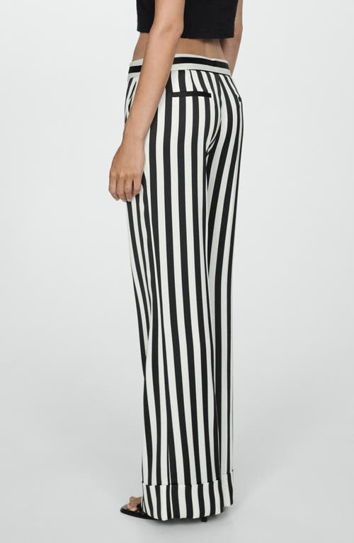 Shop Mango Stripe Straight Leg Pants In White