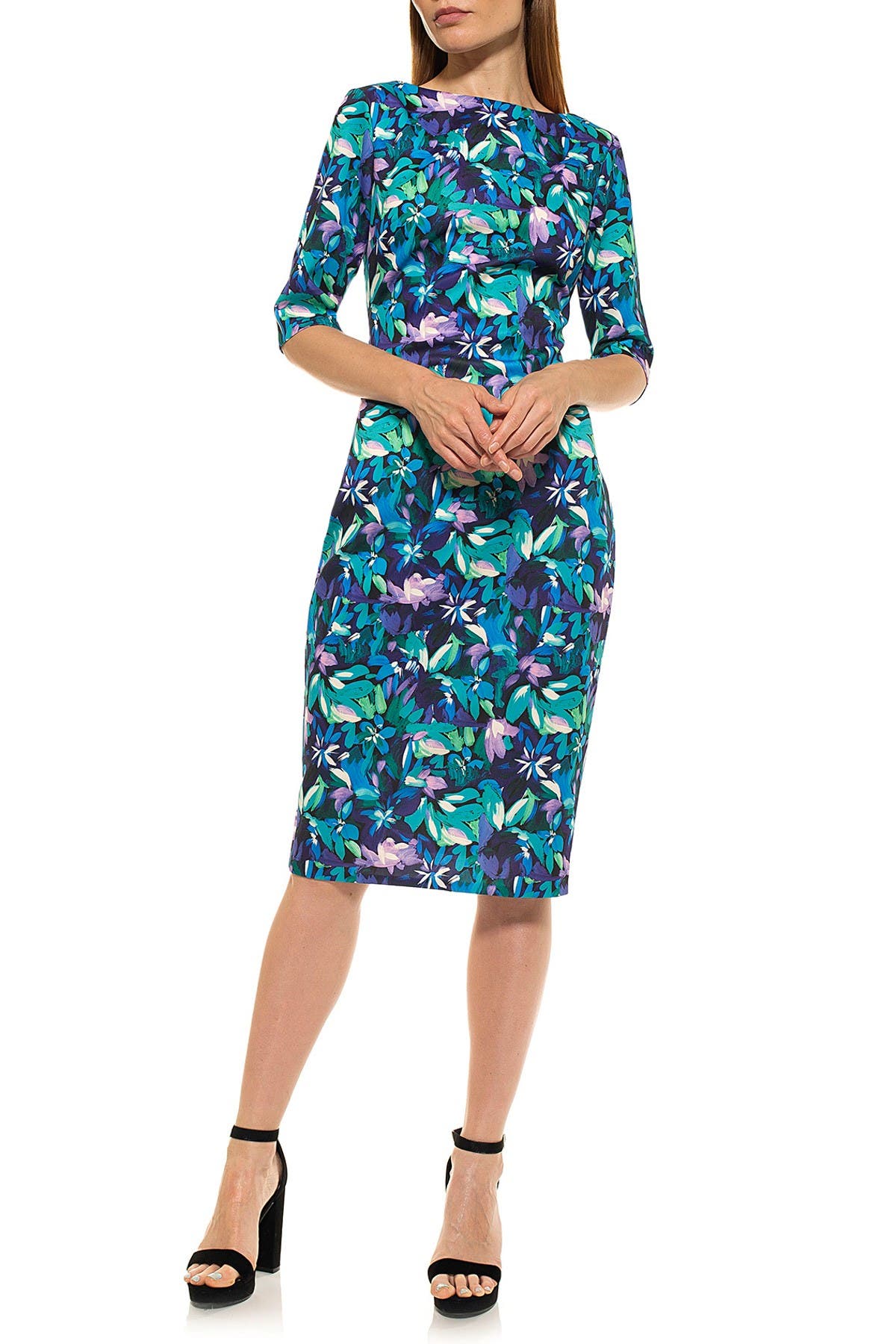 Alexia Admor Boatneck Sheath Dress In Turquoise/aqua9