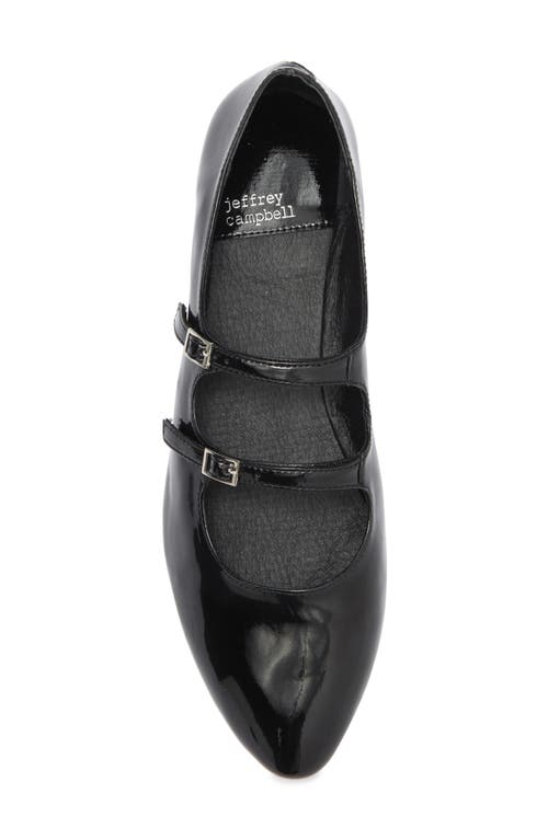 Jeffrey Campbell Flatz Mary Jane Flat In Black Crinkle Patent