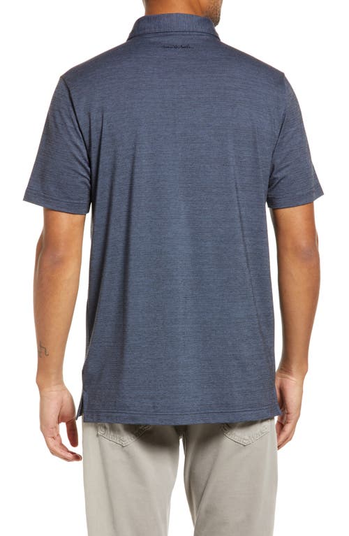 Travismathew The Heater Solid Short Sleeve Performance Polo In Vintage Indigo/black