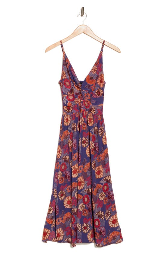 Angie Twist Front Maxi Dress In Brown