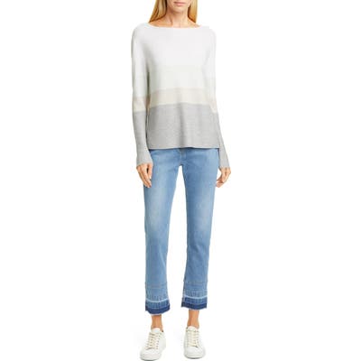 Fabiana Filippi Metallic Stripe Wool Blend Sweater, US - White