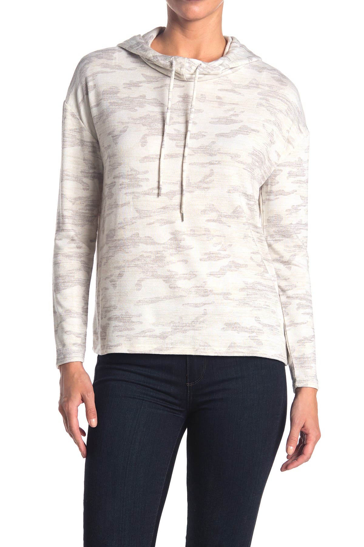 off the shoulder camo sweatshirt