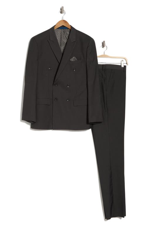Gino Vitale Slim Fit Solid Double Breasted Suit In Charcoal