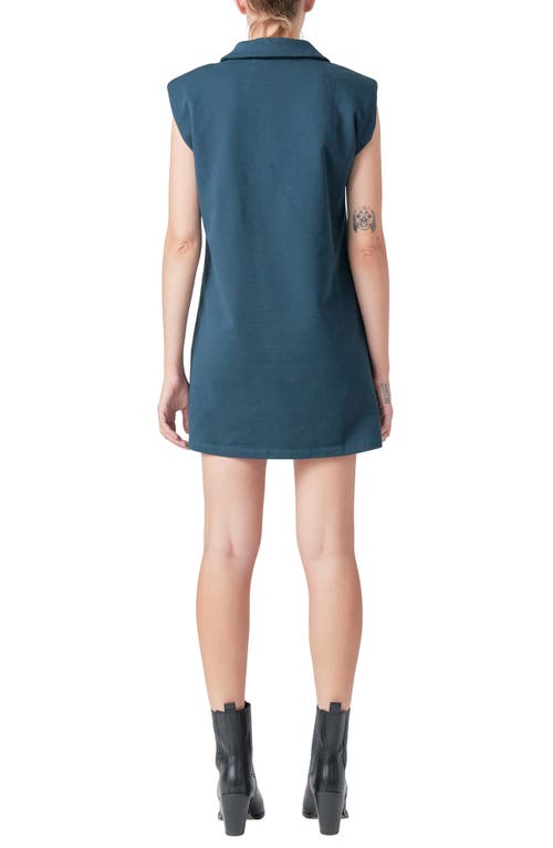 Shop Grey Lab Power Shoulder Polo Cotton Minidress In Olive