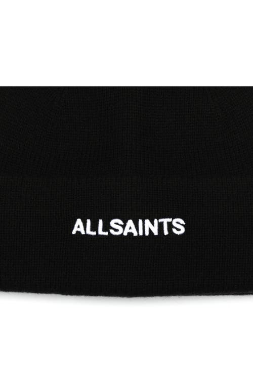 Shop Allsaints Embroidered Logo Beanie In Black