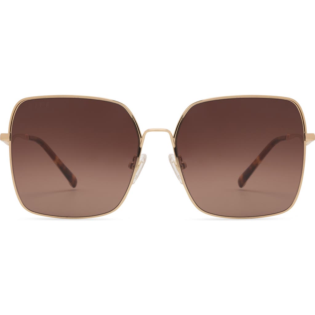 Diff Clara 59mm Gradient Square Sunglasses In Gold/brown