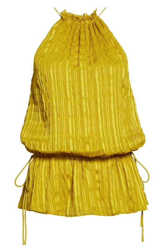 Ted Baker Cliara Textured Stretch-woven Halter-neck Top In Mid Yellow