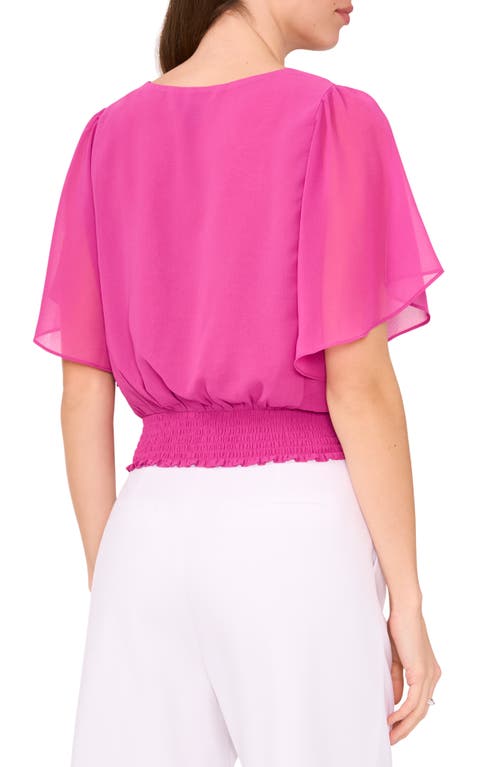 Shop Halogenr Halogen(r) Flutter Sleeve Smocked Waist Top In Vivid Plum Purple