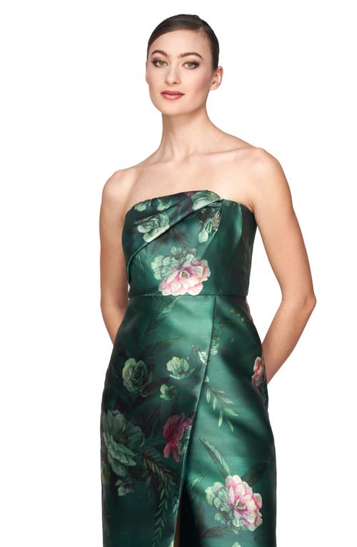 Shop Kay Unger Adeline Strapless Midi Dress In Light Emerald