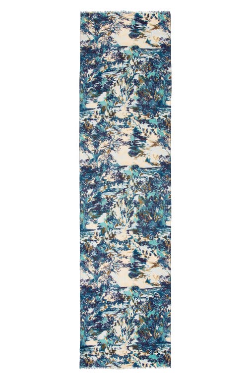 Shop Masai Copenhagen Assana Abstract Print Wool Scarf In Teal