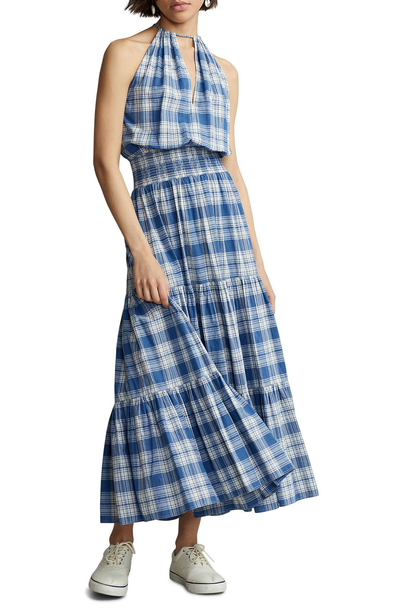 ralph lauren blue plaid dress