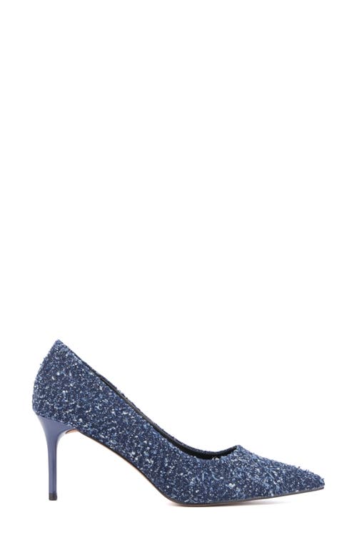 New York And Company Belle Reptile Embossed Pump In Navy Boucle