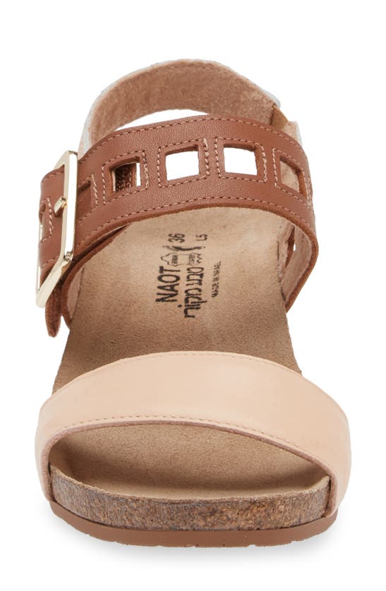 Naot Dynasty Wedge Sandal In Pale Blush/ Caramel/ Gold