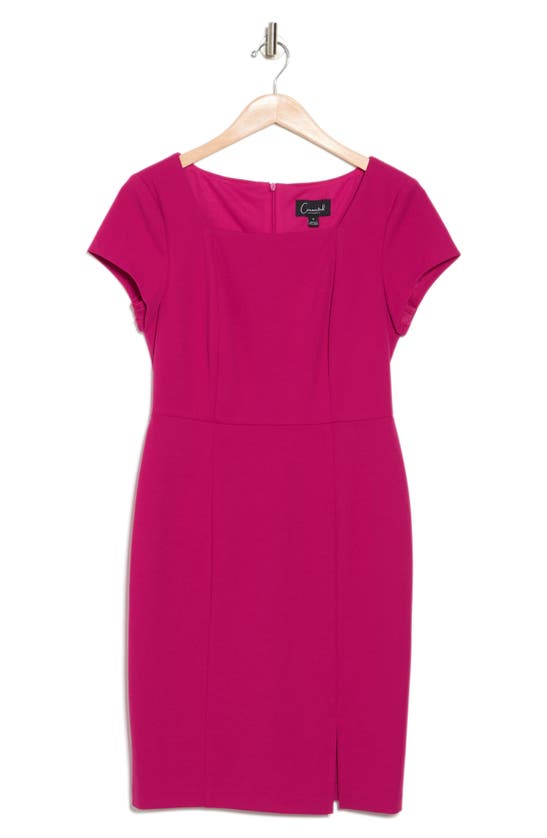 Connected Apparel Square Neck Ity Dress In Fuchsia