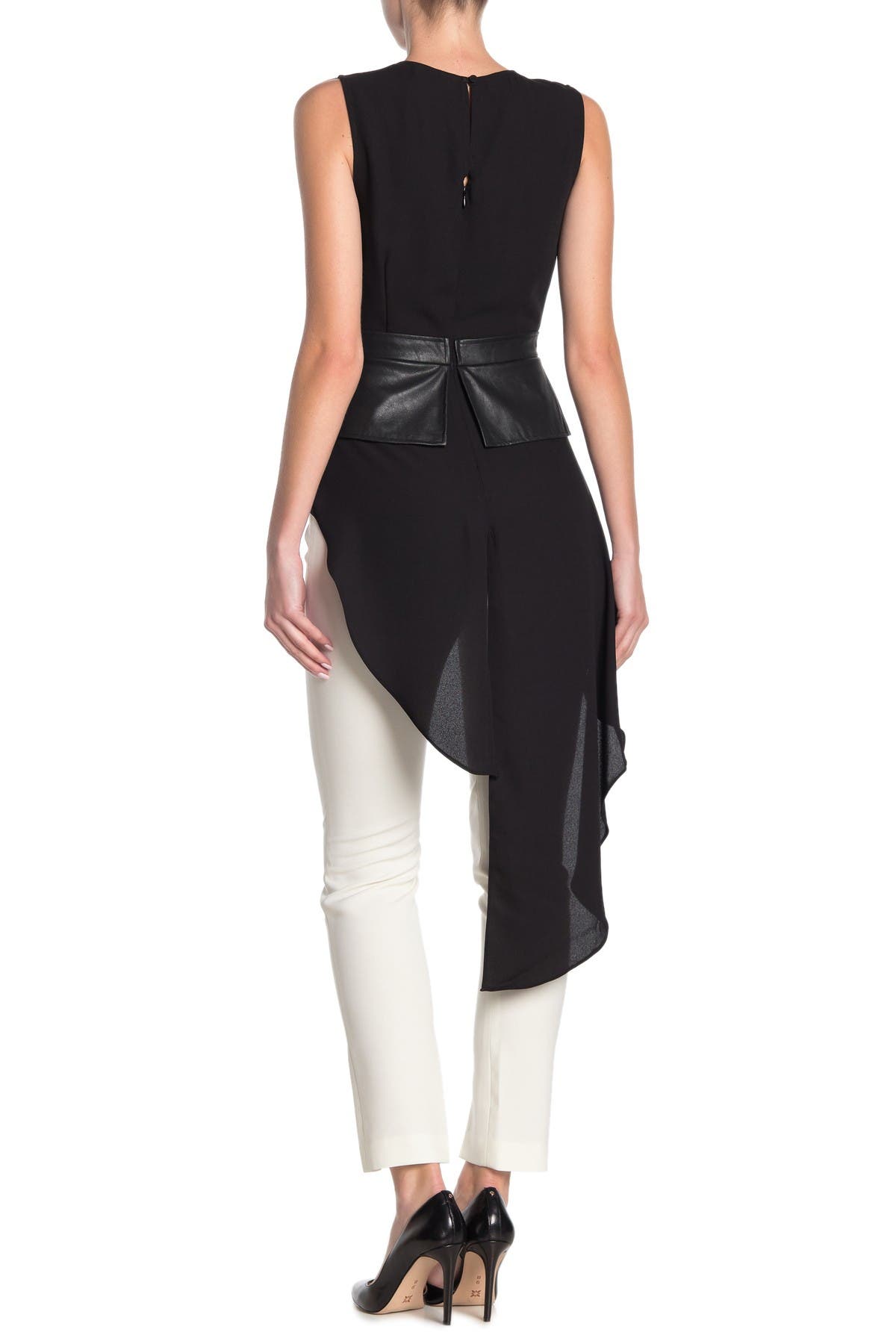 bcbg leather peplum top